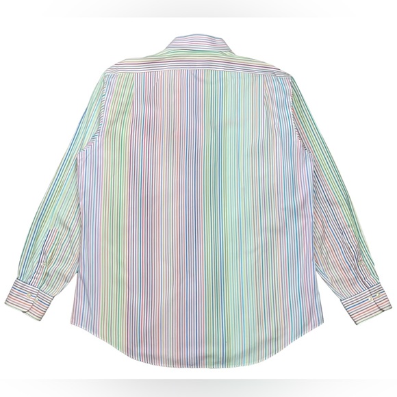 RARE Polo Ralph Lauren Rainbow / Multi Colored Striped Dress Shirt EUC sz LARGE - Picture 2 of 8